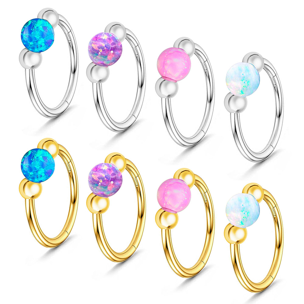 Body Jewelry Eu - Zestaw kolczyków do nosa z opalem,