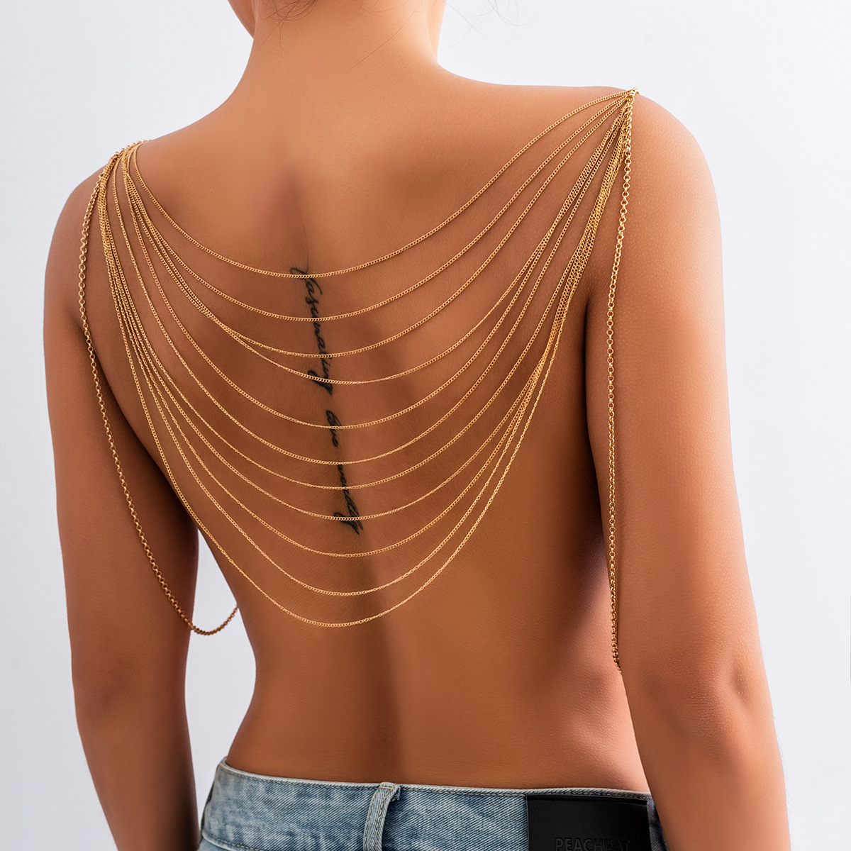 Qualiti Body Jewelry - Klasyczny wielowarstwowy łańcuszek z frędzlami Kobiety