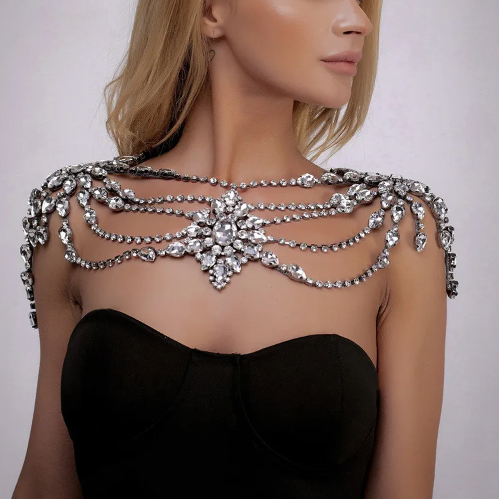 Body Jewelry Dress - Boho kryształowy ślubny łańcuszek na ramię