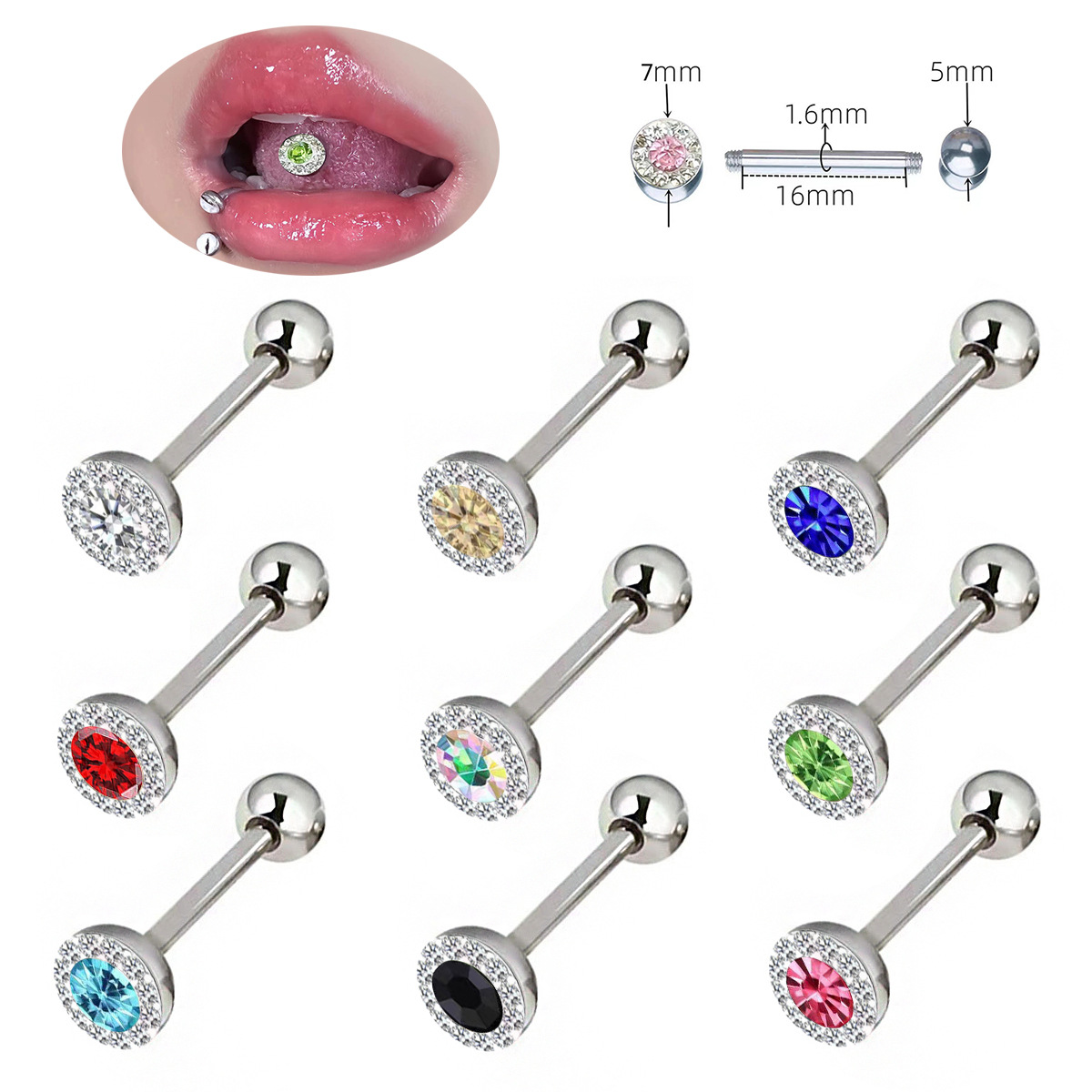 Body Jewelry Plus - Modny okrągły kolczyk do języka z
