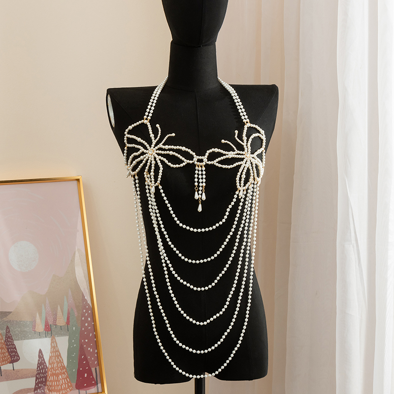 Perłowa sukienka łańcuch moda  – Body Jewelry Dress recenzja i cena